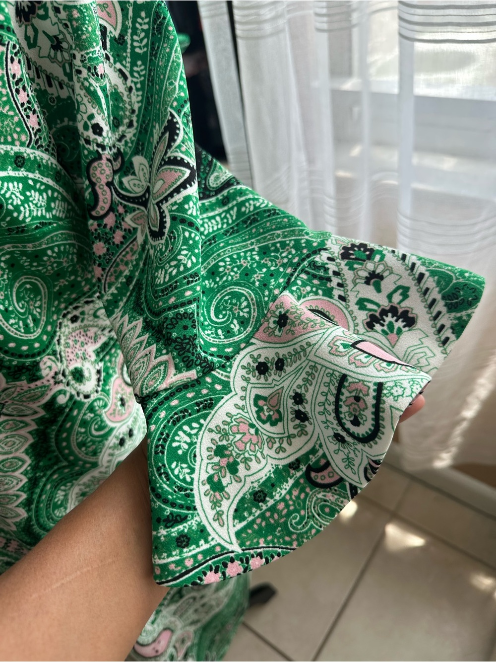 Kasper printed Ruffle -sleeve sheath green paisley print Dress women’s size 10 - Picture 11 of 13